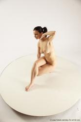 Nude Woman White Standing poses - ALL Slim Standing poses - knee-bend long brown Multi angle poses Pinup